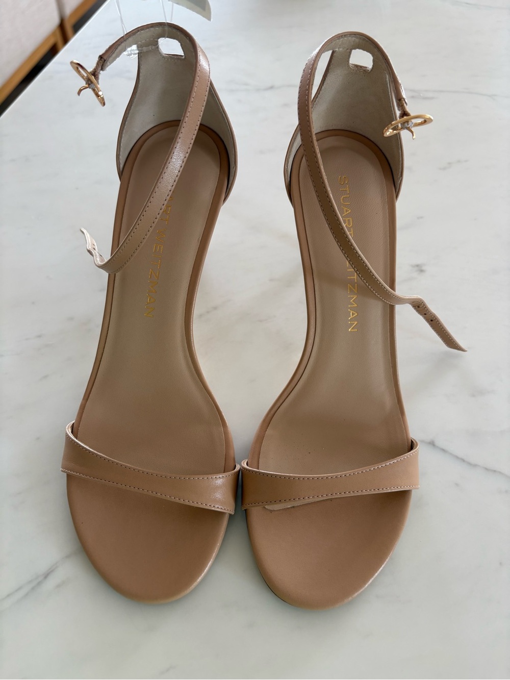 Stuart Weitzman NUDIST II SANDAL 75, adobe, size 8